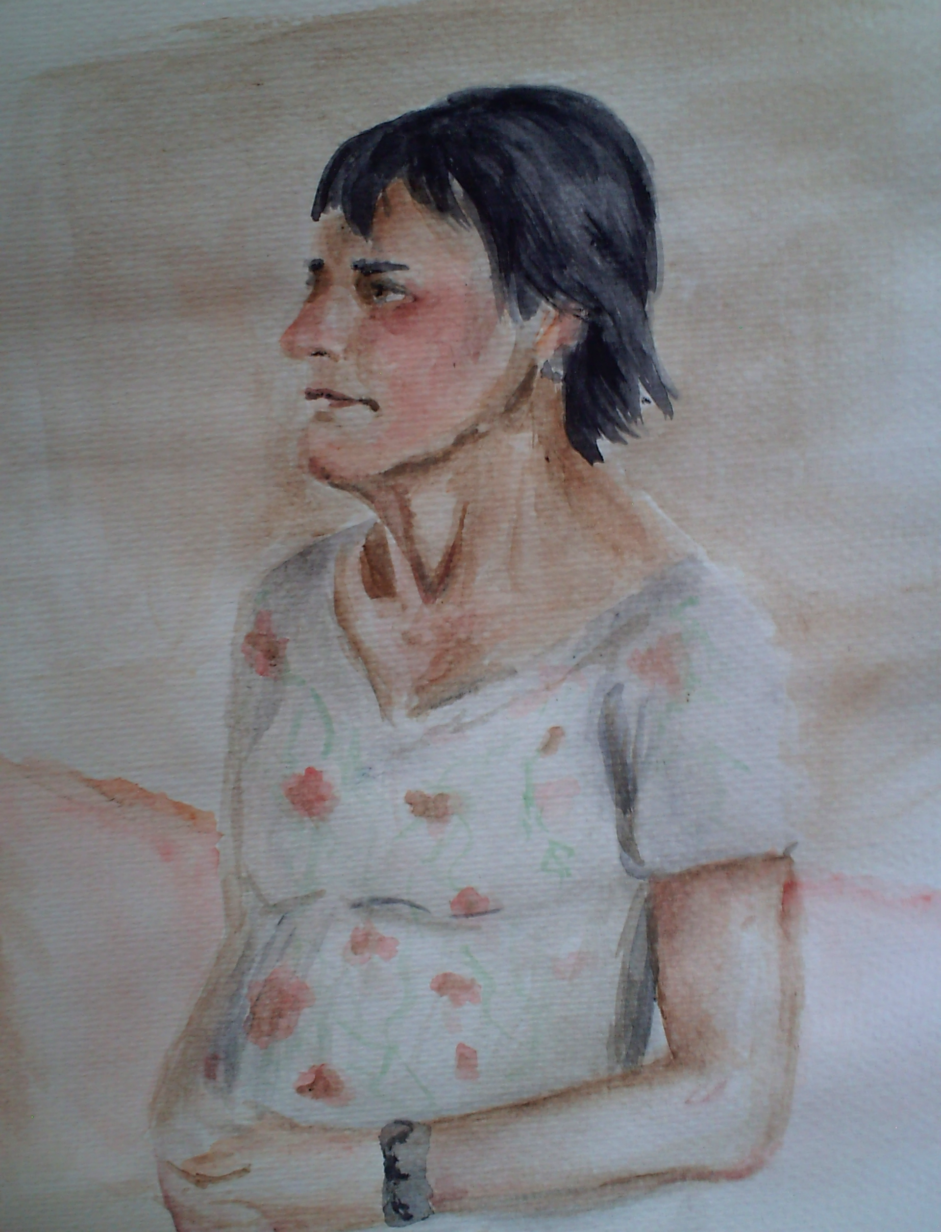 aquarelverf, van live model, tijd onbekend (± 2   uur en 15 min), A3 formaat